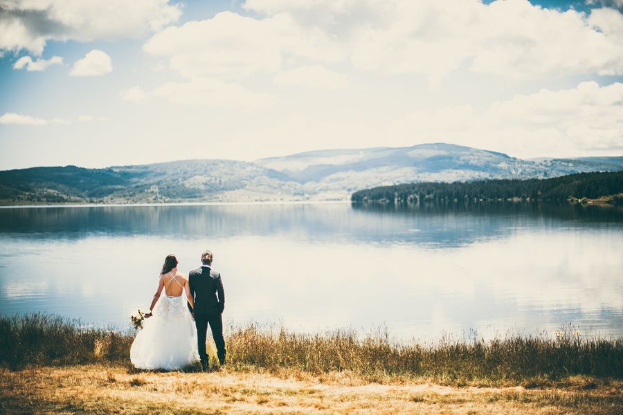 Portrait of a couple on their wedding day in nature